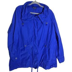 Eileen Fisher Royal Blue Funnel Neck Anorak Utility Windbreaker Jacket - M